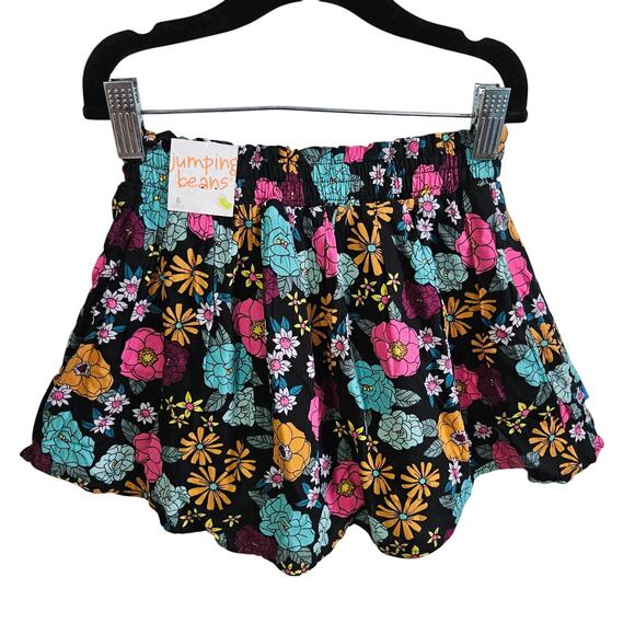 Jumping Beans Girls Sz 6 Pull On Bubble Skirt Black Multicolor Floral Summer NWT - Picture 2 of 6